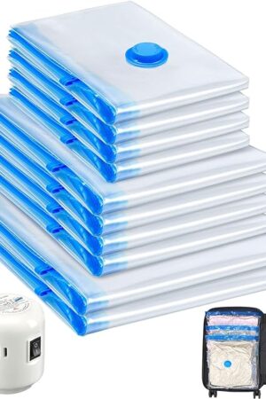 10 Pack Travel Vacuum Storage Bags With Electric Pump, Vacuum Seal Bags for Clothing, Vacuum Sealer Bags for Luggage, Travel Essentials