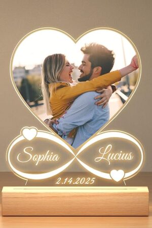 Custom Picture Frames with Photo, Personalized Photo Frame with Night Light, Customized Picture Frame, Personalized Anniversary Birthday Gifts for Women Men Her Him Girlfriend Boyfriend Couple