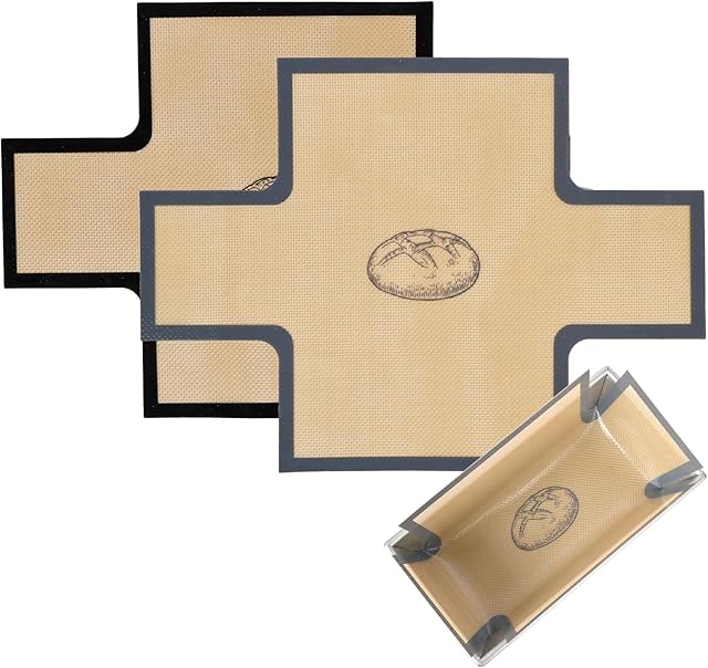 2-Piece Silicone Bread Loaf Pan For 9x5 Inch Bread Pans - Food Grade Safe Baking Liners, Nonstick & Reusable, Easy to Clean, High Temp Resistant (Black and Gray)