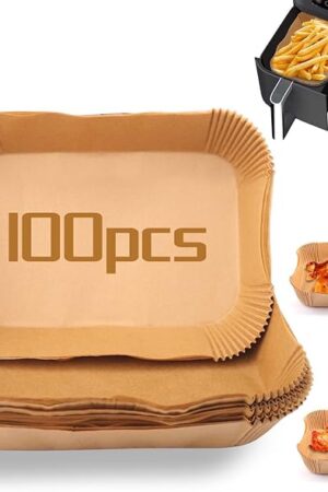 100Pcs Air fryer Baking Paper Rectangular - Airfryer Baking Liners for Ninja Foodi DualZone 2-Basket Airfryers DZ201, DZ401, FG551 Foodi Smart XL 6-in-1 Indoor Grill