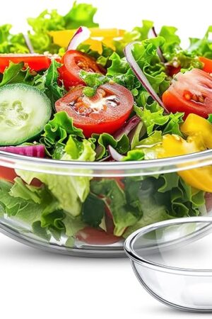 Domensi 6.5 qt Extra Large Glass Mixing Bowls Clear Glass Salad Cooking Bowls for Kitchen Salad Bread Storage, Dishwasher, Freezer, Microwave