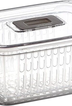 BINO | Produce Saver - 6.8 Cup/1.6L | Fridge Storage Containers for Fruits and Vegetables | Adjustable Air Vent, Removable Basket | BPA-Free Fridge Organizers