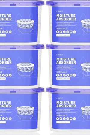 CLEVAST Moisture Absorbers Boxes, 10 OZ, 6 Pack, Dehumidifier Box for Closet, Unscented Hanging Humidity Absorber in Wardrobes, Bedrooms, Bathrooms, RV
