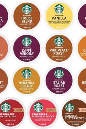 30 Count—Starbucks Variety Pack Sampler K-Cup Coffee Pods—Including Starbucks Blonde, Medium, Dark Roast, Flavored & Holiday Blend Coffee—for Keurig Brewers—1 box (15 Unique Flavors)