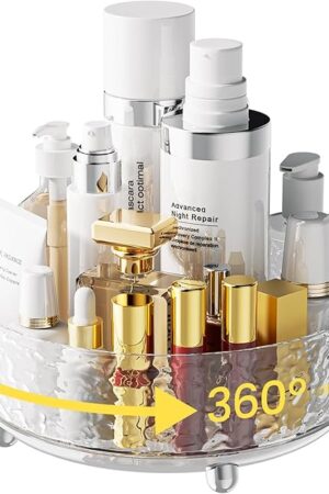 ?Water Ripple】A-LUGEI ?" Makeup Organizer Countertop,????°Rotating】 Perfume Organizer, Bathroom Organizer and Storage, Skincare Organizer, Lazy Susan Organizer for Vanity Cabinet Dresser Bathroom