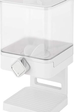 Zevro Compact Dry Food Dispenser, Single Control, White/Chrome