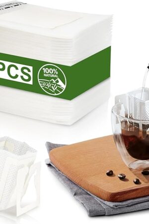CARGEN 100Pcs Portable Coffee Filter Paper Bag - Hanging Ear Drip Coffee Bags Single Serve Disposable Pour Over Filter Bag for Camping, Backpacking, Travel, Office, Home, Outdoor and on the go