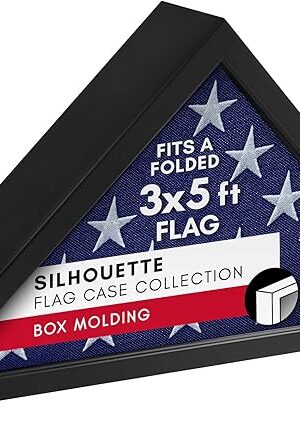 Americanflat Small Folded Flag Display Case - Fits Folded 3x5' Ceremonial Flags (Not for Burial Flag) - Silhouette Collection - Display Box for Wall or Tabletop - Black