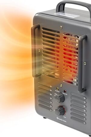 Comfort Zone Milkhouse Style Utility Space Heater with Adjustable Thermostat, Electric, Portable, 3-Prong Plug, Overheat Protection, & Tip-Over Switch, Ideal for Garage or Workshop, 1,500W, CZ798GR3