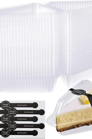 200 Pcs Cake Slice Container with Lids Clear Plastic Hinged Cheesecake Containers Individual Disposable Triangle Cake Boxes for Pie Slice Cheesecake, Flan, Desserts - Take Out Togo
