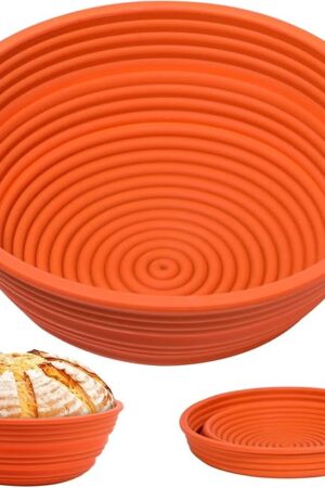Webake Silicone Bread Proofing Basket,Collapsible Sourdough Bread Baking Supplies Dough Proofing Bowl Containers Oven Safe Baking Gifts for Bakers 9 INCHES