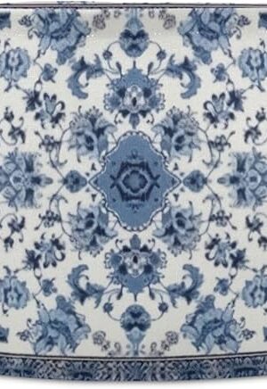 Cotton Rope Basket Blue Floral Vintage Baby Laundry Basket for Blankets Toys Storage Basket