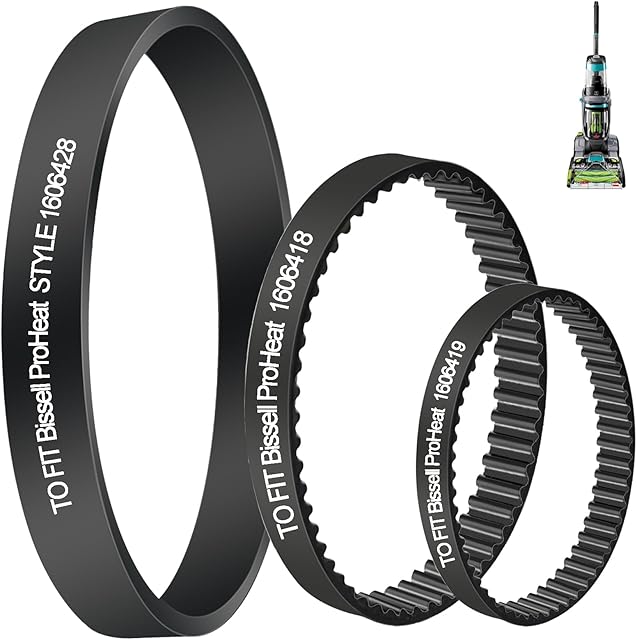 3 Pack Vacuum Belts Replacement for Bissell ProHeat 2X Revolution Pet Carpet Cleaner, Vacuum Cleaner Belts Replace Parts 1606418, 1606419, 1606428, Fit Models: 1548, 1550, 1551, 1551W Series