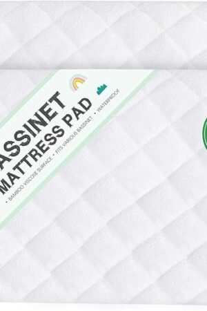 Waterproof Bassinet Mattress Protector, Fit for 20" x 33" Angelbliss (3 in 1), wayfong, venowu, YADAQE, and Cowiewie Bassinet, Ultra Soft Breathable, Washer & Dryer