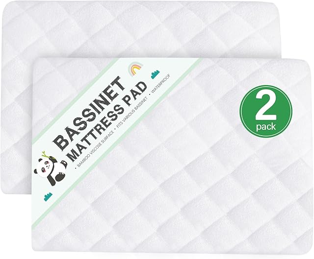 Waterproof Bassinet Mattress Protector, Fit for 20" x 33" Angelbliss (3 in 1), wayfong, venowu, YADAQE, and Cowiewie Bassinet, Ultra Soft Breathable, Washer & Dryer