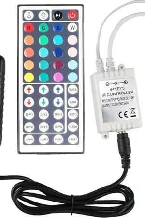 44 Key LED Strip Controller, Wireless Rectifier Control Box, DC 12V 3A Power Supply Plug Adapter, IR Remote Controller for 2835 3528 5050 RGB LED Strip Lights Flexible Tape Lighting