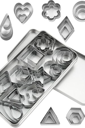 30 Pcs Mini Cookie Cutters Set with Box, Stainless Steel Tiny Cookie Cutters for Biscuit Molds