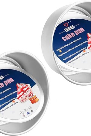 EXGOX 2 Pack 8-Inch Non-Stick Deep Aluminum Round Cake Pan with Removable Bottom for Wedding/Birthday/Christmas Cake Baking Round Cake Tin Set with Loose Base (4 inch)