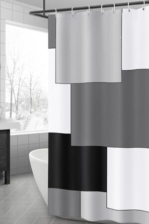 Awellife Black and Grey Shower Curtain Mordern Geometric Gray Shower Curtains for Bathroom 72 x 72 Inches
