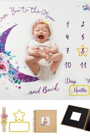 Baby Monthly Milestone Blanket 51"x40" Soft Plush Newborn Unisex Blankets