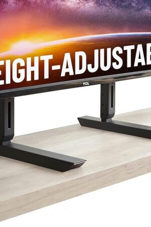 ECHOGEAR Universal Large TV Stand for 49? to 77? TVs up to 100lbs – 8.5? Height Adjustment for Perfect View- Wobble-Free Replacement Stand w/Universal Fit - Flat Design Compatible w/Soundbars