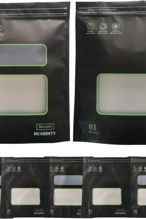 1 Pound Storage Terp Bags, 5 Pack Lock & Seal Heat Sealable Humidity Curing Bags, 16 Ounce, Black