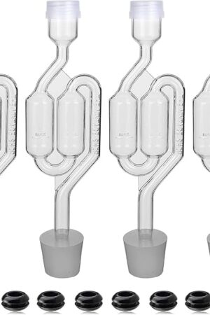 Bubble Airlock Set, 4 Airlocks for Fermenting, 4 Drilling #6 Stoppers and 8 Airlock Grommets, Used for Brewing Wine, Beer, Sauerkraut, Pickles, Etc. Fermentation Bubbler Airlock