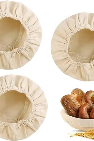 Bread Proofing Basket Cloth Liners, 3 Pcs 10 inch Round Bread Proofing Cover, Reusable Sourdough Bread Baking Supplies-Proofing Linen Cloth for Fermented