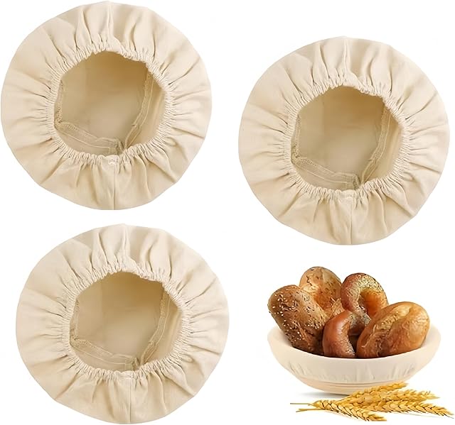 Bread Proofing Basket Cloth Liners, 3 Pcs 10 inch Round Bread Proofing Cover, Reusable Sourdough Bread Baking Supplies-Proofing Linen Cloth for Fermented