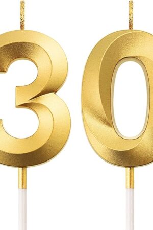 Birthday Candles Numeral Candles Cake Topper Decoration for Birthday Party Wedding Anniversary Celebration Supplies(Gold,30th)