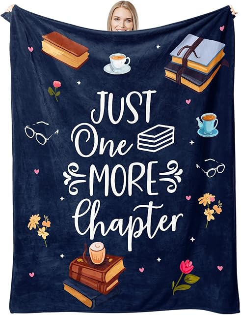 Book Lovers Gifts, Teacher Gifts for Women Men, Graduation Gifts for Her Him, Book Lover Throw Blanket, Book Club Gifts for Women, Librarian Gifts for Teacher 60" x50 (Navy Blue)
