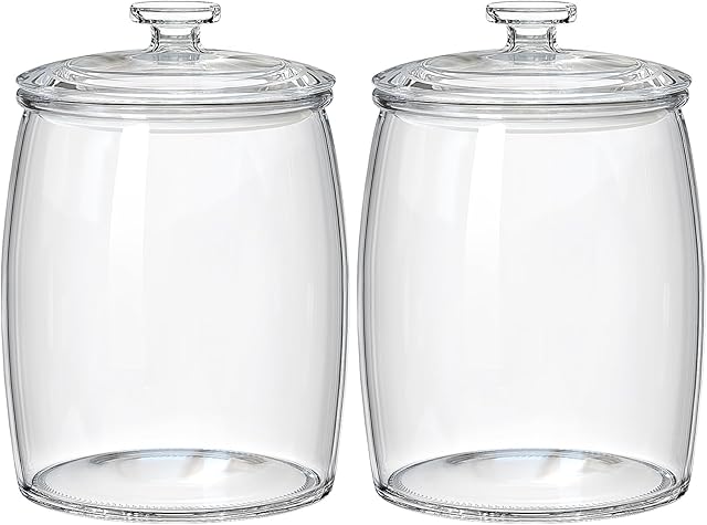 Half Gallon Glass Jars with Lid, Wide Mouth Cookie Jars Set of 2, Apothecary Jar for Candy, Glass Canisters for Kitchen Storage and Laundry Organization