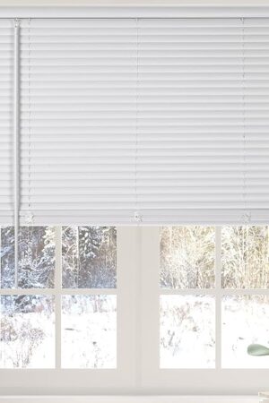 Calyx Interiors Cordless White 1? Light Filtering Mini Blinds 22.5? W x 36? H Window Blinds for Home, Vinyl Horizontal Blinds for Indoor Windows