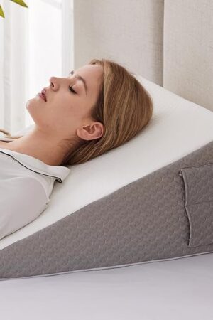 Wedge Pillow for Acid Reflux, Bed Wedge Pillow for Headboard 10", Pillow Wedge for Back Pain Relief, Post Surgery, Elevated Pillows for Sleeping, Snoring, Triangle Pillow with Cover, White