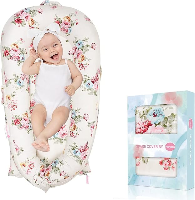 Baby Lounger Cover for Dockatot Deluxe + | 100% Cotton Hypoallergenic Newborn Premium Quality Spare Cover(Cover Only) (Rose)