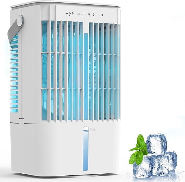 Portable Air Conditioner, 1200mL Evaporative Air Cooler, Personal Mini Air Conditioner with 3 Speeds & 2/4H Timer, 120° Oscillating Portable Ac Unit Fan Small Air Conditioner for Home Office Room