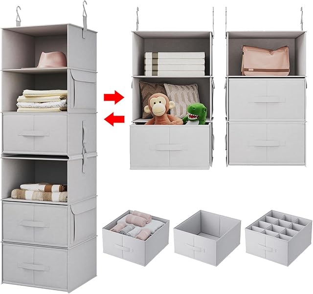 Vailando 6-Shelf Hanging Closet Organizer with 3-Shelf Hanging Shelves