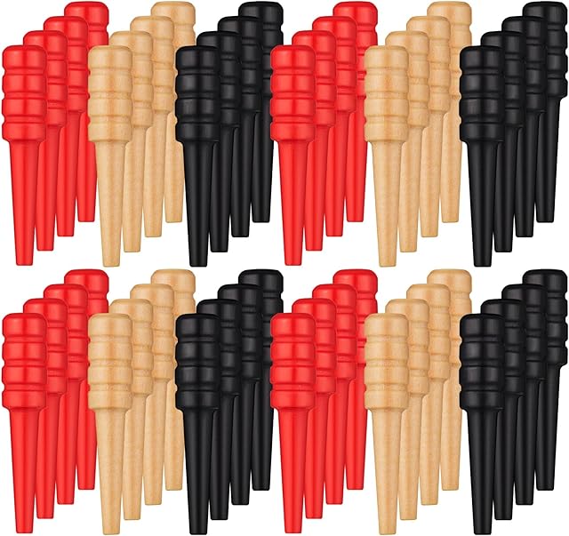The 48 Pieces Wooden Cribbage Pegs Wood Cribbage Board Pegs Fit 1/ 8 Holes with Storage Pouch for Cribbage Traditional Board Game, 3 Colors
