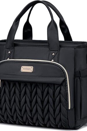 Weitars Insulated Lunch Bag for Women,Leak Proof Lunch Box for Work,Extra Large Lunch Tote Bag With Removable Shoulder Strap with Side Pockets,Reusable Lunch Bag For Picnic Hiking (Black-02)