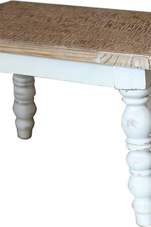 Wooden Bathroom Farmhouse Step Stool, Wood Foot Stool for Adults Kids, Bedside Step Plant Stand for Kitchen