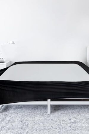 Box Spring Cover Queen Size - Black Jersey Knit & Stretchy Wrap Around 4 Sides of The Box Spring, Alternative for Bed Skirt, Ultra Soft, Wrinkle & Fading Resistant