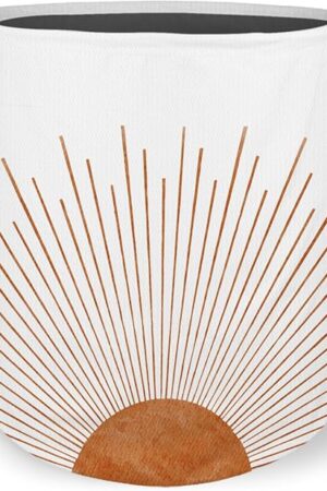 Boho Sun Laundry Basket Hamper, Toybox for Girls Boys, Retro Abstract Minimalist Sunray Waterproof Collapsible Storage Bin Organizer for Bedroom Bathroom Kids Room Clothes Toys Books