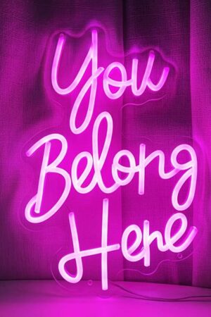 You Belong Here Neon Signs for Wall Decor, Dimmable LED Neon Signs for Bedroom, Custom Inspirational Quote LED Neon Light for Salon Bar Home Wall Decor Classroom Decor Party Personalized,SIGNVIA,40*25cm