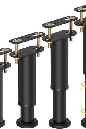 4 Pcs Adjustable Height Bed Support Legs 7.08-13 inch, Bed Frame Center Support Legs for Bed Frame/Bed Center Slat/Furniture, Heavy Duty Metal Bed Replacement Legs Bed Slats Support Legs