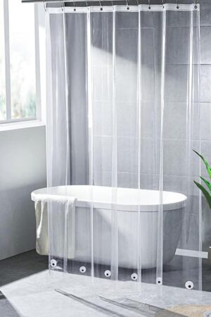 74 inch Long Clear Shower Curtain Liner with Magnets and Rustproof Grommets, Lightweight, Waterproof, Odor-Free, Suitable for Home, Hotel, Office etc. (72Wx74H)