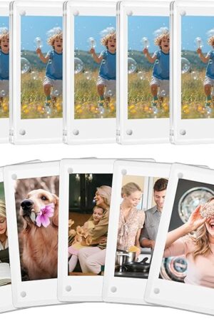 10 Pack Acrylic Polaroid Refrigerator Magnet Picture Frames, Clear Mini Frames for Instant Photos, 2.36 x 3.54 Inch Magnetic Instax Frame for Refrigerator Display