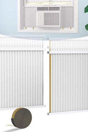 Window Air Conditioner Side Panel with Adjustable Frame, Universal Window AC Accordion Filler Kit for Window Units 5000~14000 Btu, Window AC Insulation Side Panels with Frame