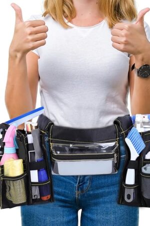 Cleaning Tool Belt, Speed Cleaning Belt Cleaning Supplies Adjustable Waist Belt Housekeeping, Water-resistant Cleaning Bag with Adjustable Waist Belt for Work