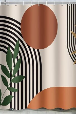 ChloropLastid Boho Shower Curtain for Bathroom Mid Century Modern Bohemian Abstract Geometric Fabric Waterproof Bathroom Shower Curtains Set 72x72 Inch