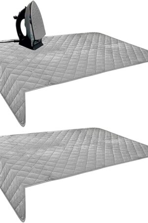 2Pcs Magnetic Ironing Mat Blanket Ironing Board Replacement Heat Resistant Ironing Blanket Portable Magnetic Mat Ironing Mat Replacement Washer Dryer Desktop Laundry Clothes Cover (33.5 * 19, Gray)
